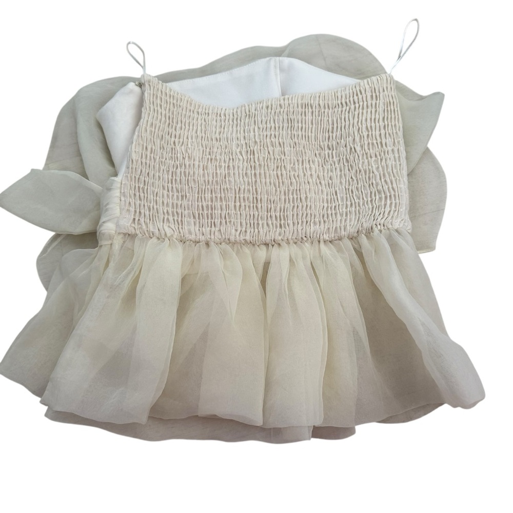 Zara Cream flower rose Blouse organza iconic rare bloggers fave strapless - Picture 10 of 11